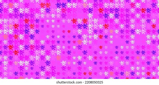 Light Blue, Red vector pattern with coronavirus elements. Smart illustration with covid signs in decorative style. Simple drawing against danger fever.