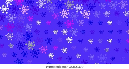 Light Blue, Red vector pattern with coronavirus elements. Simple design in abstract style with infection forms. Simple design against epidemic information.