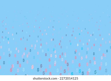 Light Blue, Red vector pattern with Dollar. Abstract illustration with colored financial digital symbols. Best design for your ad, poster, banner of money.