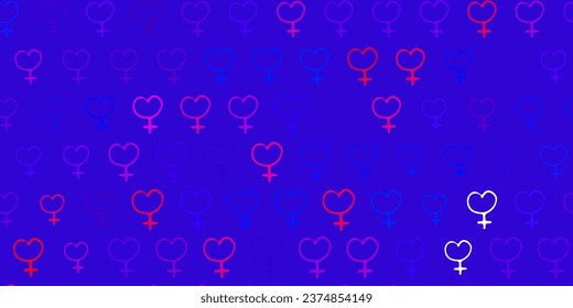 Light Blue, Red vector pattern with feminism elements. Colorful feminism symbols with a gradient in modern style. Design for International Women Day.