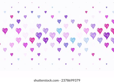 Light Blue, Red vector pattern with colorful hearts. Decorative design with hearts in simple style . Pattern for carnival, festival romantic leaflets.