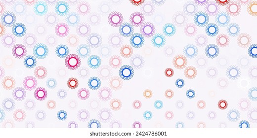 Light blue, red vector pattern with coronavirus elements. Colorful abstract illustration with gradient medical shapes. Design for biohazard warning.