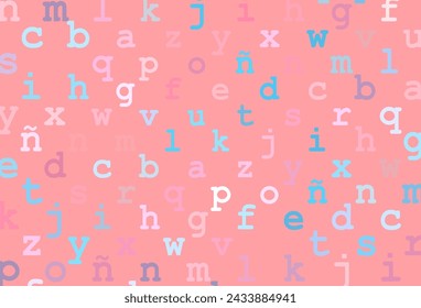 Light blue, red vector pattern with ABC symbols. Shining illustration with ABC symbols on abstract template. The pattern can be used as ads, poster, banner for books.