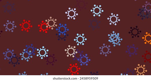 Light blue, red vector pattern with coronavirus elements. Abstract illustration with biological gradient shapes. Design for biohazard warning.