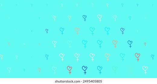 Light Blue, Red vector pattern with feminism elements. Colorful illustration with gradient feminism shapes. Elegant design for wallpapers.