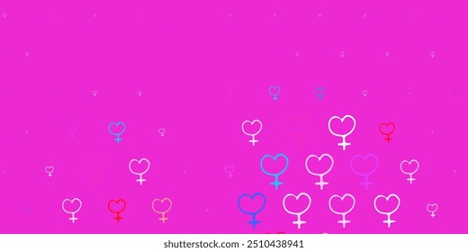 Light Blue, Red vector pattern with feminism elements. Simple design in abstract style with women rights activism. Simple design for your web site.