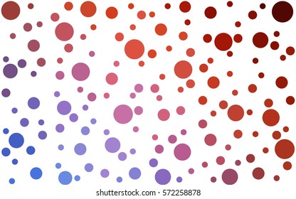Light Blue, Red vector pattern with colored spheres. Geometric sample of repeating circles on white background in halftone style.