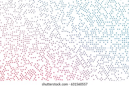 Light blue, red vector pattern with colored spheres. Geometric sample of repeating circles on white background in halftone style.