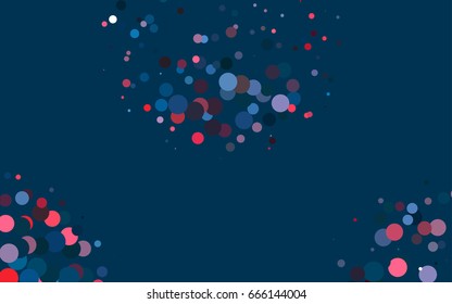 Light Blue, Red vector red pattern of geometric circles, shapes. Colorful mosaic banner. Geometric background with colored disks.