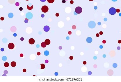 Light Blue, Red vector pattern with colored spheres. Geometric sample of repeating circles on white background in halftone style.
