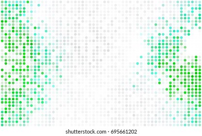 Light Blue, Red vector pattern with colored spheres. Geometric sample of repeating circles on white background in halftone style.