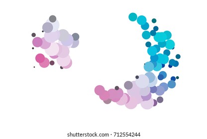 Light Blue, Red vector pattern with colored spheres. Geometric sample of repeating circles on white background in halftone style.