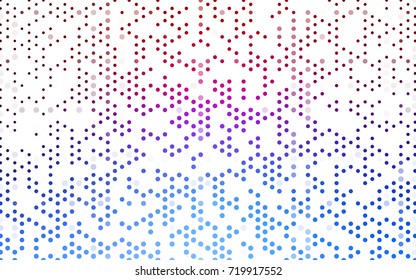 Light Blue, Red vector pattern with colored spheres. Geometric sample of repeating circles on white background in halftone style.
