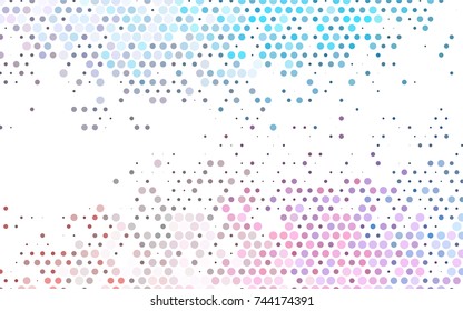 Light Blue, Red vector pattern with colored spheres. Geometric sample of repeating circles on white background in halftone style.