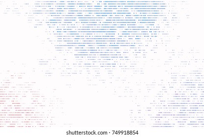 Light Blue, Red vector pattern with colored spheres. Geometric sample of repeating circles on white background in halftone style.