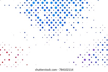 Light Blue, Red vector pattern with colored spheres. Geometric sample of repeating circles on white background in halftone style.