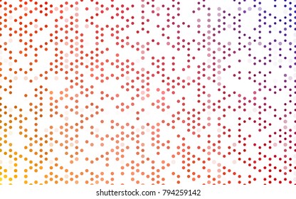 Light Blue, Red vector pattern with colored spheres. Geometric sample of repeating circles on white background in halftone style.
