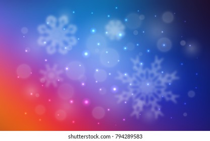 Light Blue, Red vector pattern with christmas snowflakes. Shining colored illustration with snow in christmas style. The template can be used as a new year background.