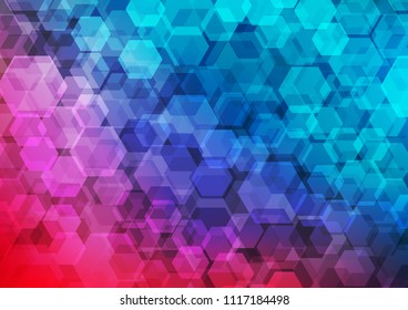 Light Blue, Red vector polygon abstract background. Shining illustration, which consist of hexagons. A new texture for your design.