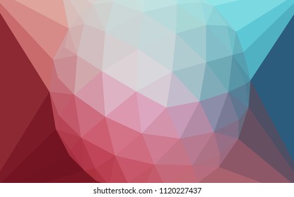 Light Blue, Red vector polygon abstract layout with a gem in a centre. Colorful illustration with gradient. Textured pattern for your backgrounds.