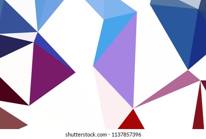 Light Blue, Red vector polygonal pattern. Triangular geometric sample with gradient.  Completely new template for your banner.