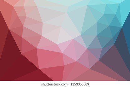 Light Blue, Red vector polygonal background with a heart in a centre. Polygonal illustration, which consists of triangles. A new texture for your web site.