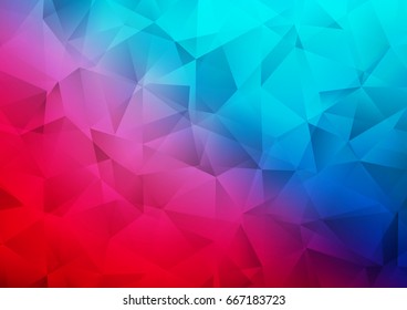 Light Blue, Red vector polygonal background. Shining illustration, which consist of triangles. Triangular pattern for your business design.