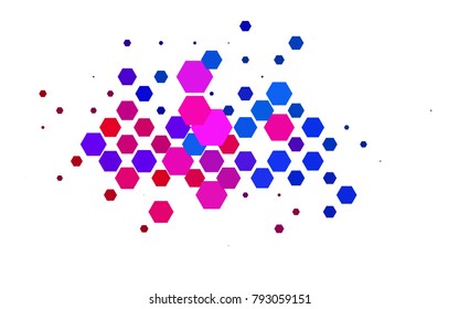 Light Blue, Red vector polygonal illustration, which consist of hexagons. Hexagonal design for your business. Creative geometric background in Origami style with gradient