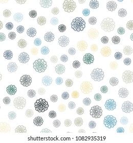 Light Blue, Red vector seamless abstract doodle wallpaper. Glitter abstract illustration with doodles and flowers. Elegant pattern for a brand book.