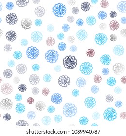 Light Blue, Red vector seamless natural abstract background. Shining colored illustration with flowers in doodle style. Elegant pattern for a brand book.