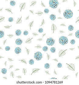 Light Blue, Red vector seamless doodle template with leaves and flowers. Colorful illustration in doodle style with leaves, flowers. Template for backgrounds of cell phones.