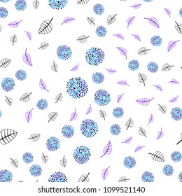 Light Blue, Red vector seamless doodle background with leaves and flowers. Illustration with doodles on abstract template. Elegant pattern for your brand book.