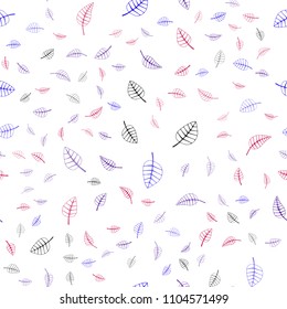 Light Blue, Red vector seamless  abstract doodle pattern. Blurred decorative design in Indian style with leaves. The textured pattern can be used for website.