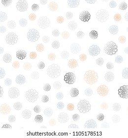 Light Blue, Red vector seamless abstract doodle background. Sketchy doodles with flowers on blurred background. Hand painted design for web, wrapping, wallpaper.