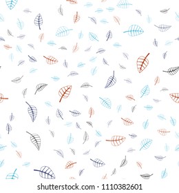 Light Blue, Red vector seamless  abstract doodle pattern. Creative illustration in blurred style with leaves. The best blurred design for your business.