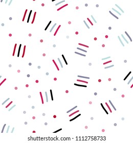 Light Blue, Red vector seamless cover with abstract shapes. Colorful seamless gradient with lines and signs of maths. Design for textile, fabric, wallpapers.
