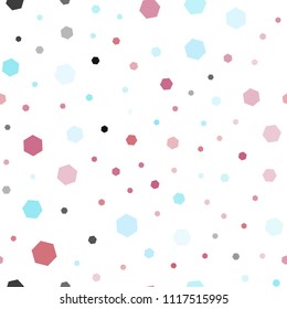 Light Blue, Red vector seamless layout with hexagonal shapes. Colorful hexagons on white backdrop. New template for your brand book.