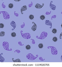 Light Blue, Red vector seamless natural pattern with leaves and flowers. Colorful illustration in doodle style with leaves, flowers. The best blurred design for your business.