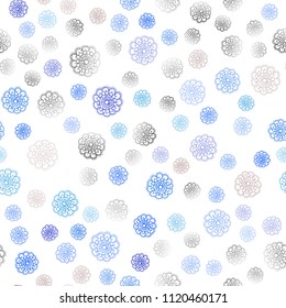 Light Blue, Red vector seamless natural abstract design. Shining colored illustration with flowers in doodle style. Completely new design for your business.