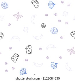 Light Blue, Red vector seamless texture with delicious snacks. Beautiful colored illustration with food in doodle style. Pattern for ad, booklets, leaflets of restaurants.
