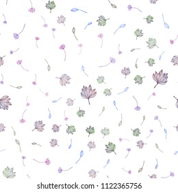 Light Blue, Red vector seamless hand painted backdrop. Colorful illustration in doodle style with leaves. Pattern for heads of websites and designs.
