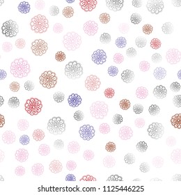 Light Blue, Red vector seamless doodle bright template. Shining colored illustration with flowers in doodle style. Pattern for heads of websites and designs.
