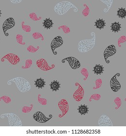 Light Blue, Red vector seamless abstract design with leaves and flowers. Leaves, flowers in natural style on white background. Pattern for colorful books and pages for kids.