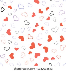 Light Blue, Red vector seamless cover with Shining hearts. Beautiful colored illustration with hearts in celebration style. Template for Valentine's greeting postcards.