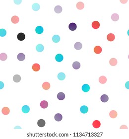 Light Blue, Red vector seamless background with dots. Glitter abstract illustration with blurred drops of rain. The pattern can be used for aqua ad, booklets.