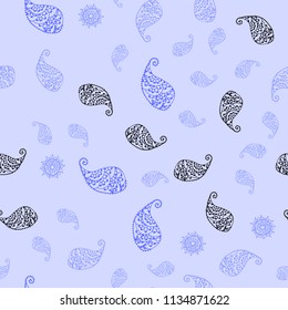 Light Blue, Red vector seamless doodle backdrop with leaves and flowers. Leaves and flowers with gradient on white background. Doodle design can be used for your web site.