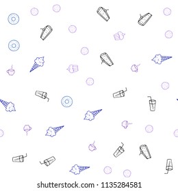 Light Blue, Red vector seamless texture with delicious snacks. Blurred decorative design of snacks in doodle style. Pattern for menu of cafes, bars, restaurants.