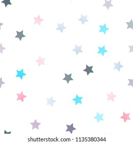 Light Blue, Red vector seamless texture with beautiful stars. Shining colored illustration with stars. The pattern can be used for new year ad, booklets.