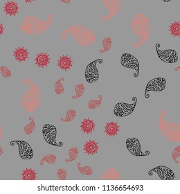Light Blue, Red vector seamless doodle layout with leaves and flowers. Doodle illustration of leaves and flowers in Origami style. Completely new design for your business.