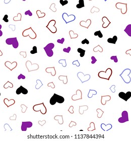 Light Blue, Red vector seamless layout with sweet hearts. Hearts on blurred abstract background with colorful gradient. Beautiful design for your business advert of anniversary.